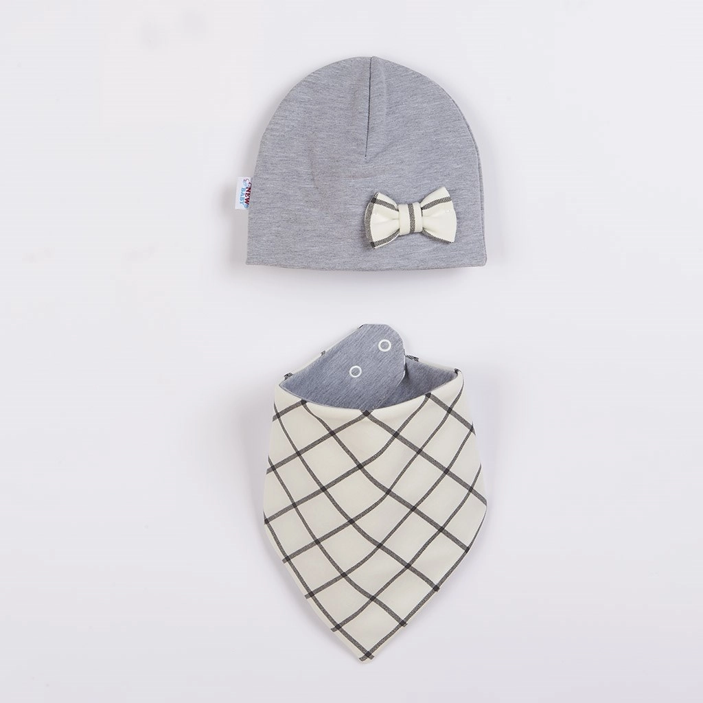 Kojenecká čepička a šátek na krk NEW BABY Missy – šedá