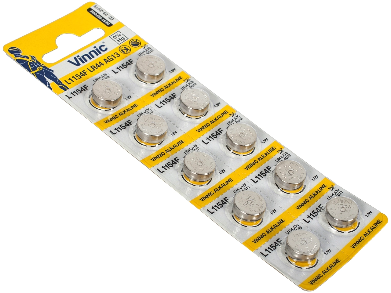 Alkalické baterie LR44 VINNIC 10 ks