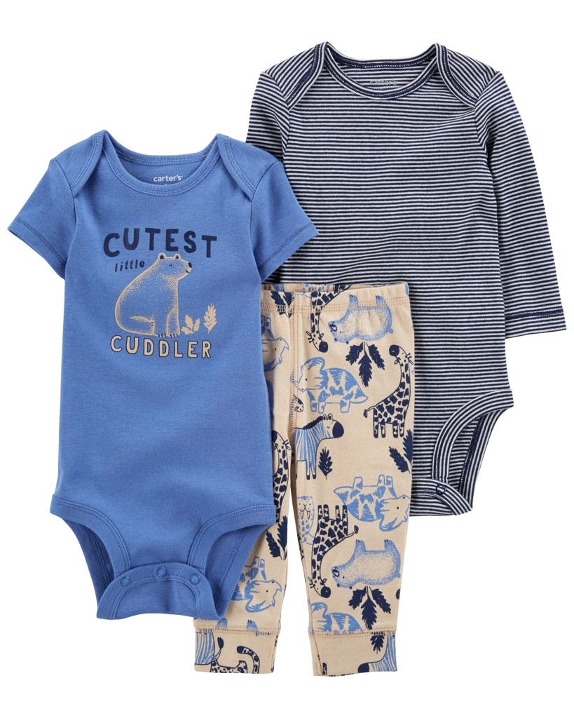 Levně Carter's Set 3dílný body kr. rukáv body dl. rukáv tepláky Blue Safari kluk LBB