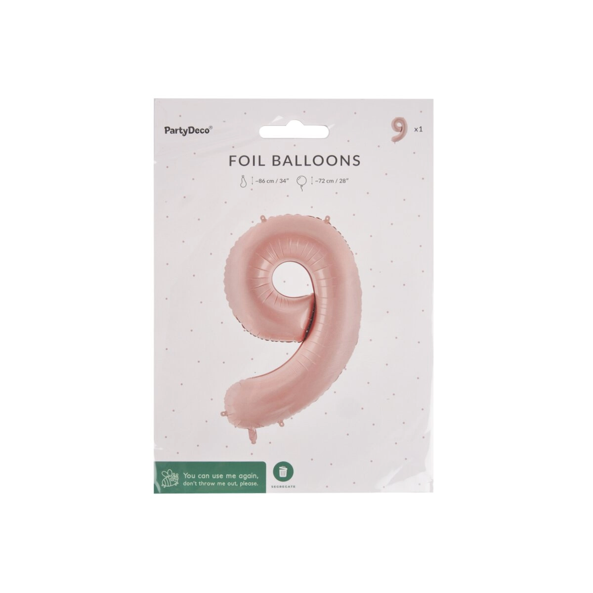 Fóliový balónek číslo 9 béžový 72 cm