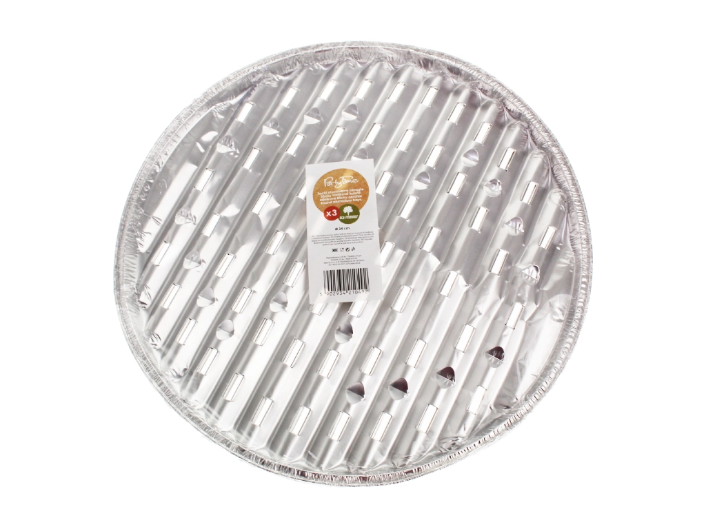 Hliníkové grilovací tácky kulaté 34 cm PARTY TIME, 3 ks