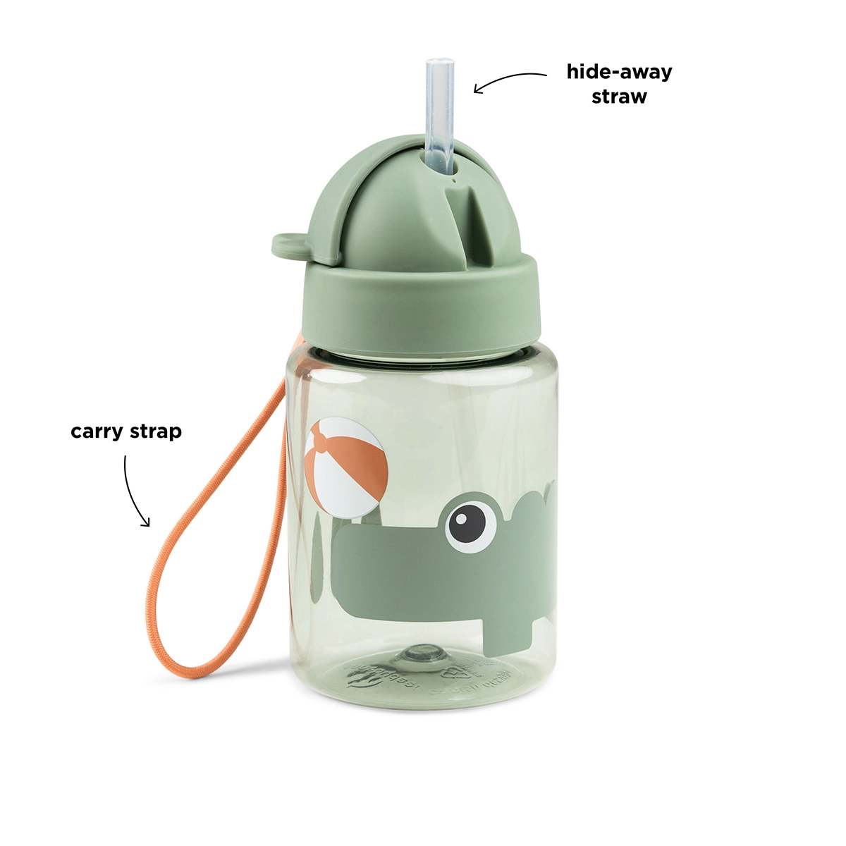 Done by Deer láhev s brčkem Playground zelená 280 ml