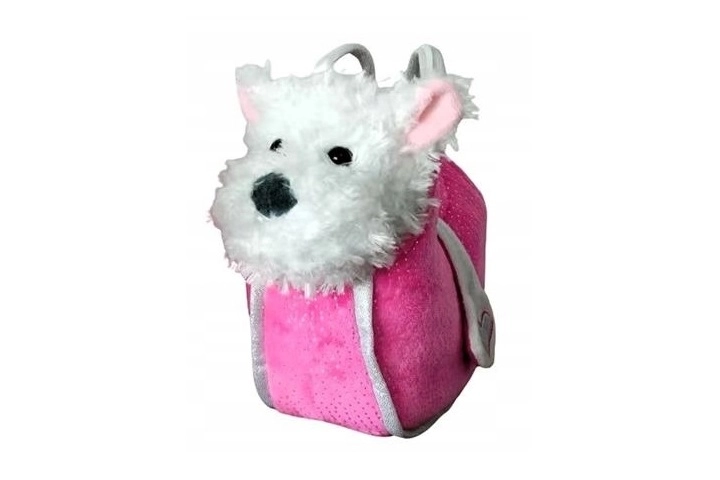 Plyšový pejsek West Highland white terrier v růžové kabelce