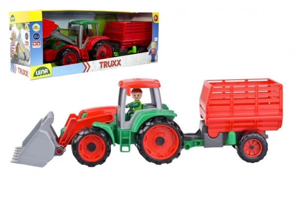 Levně Lena Auto Truxx traktor nakladač s přívěsem na seno s figurkou