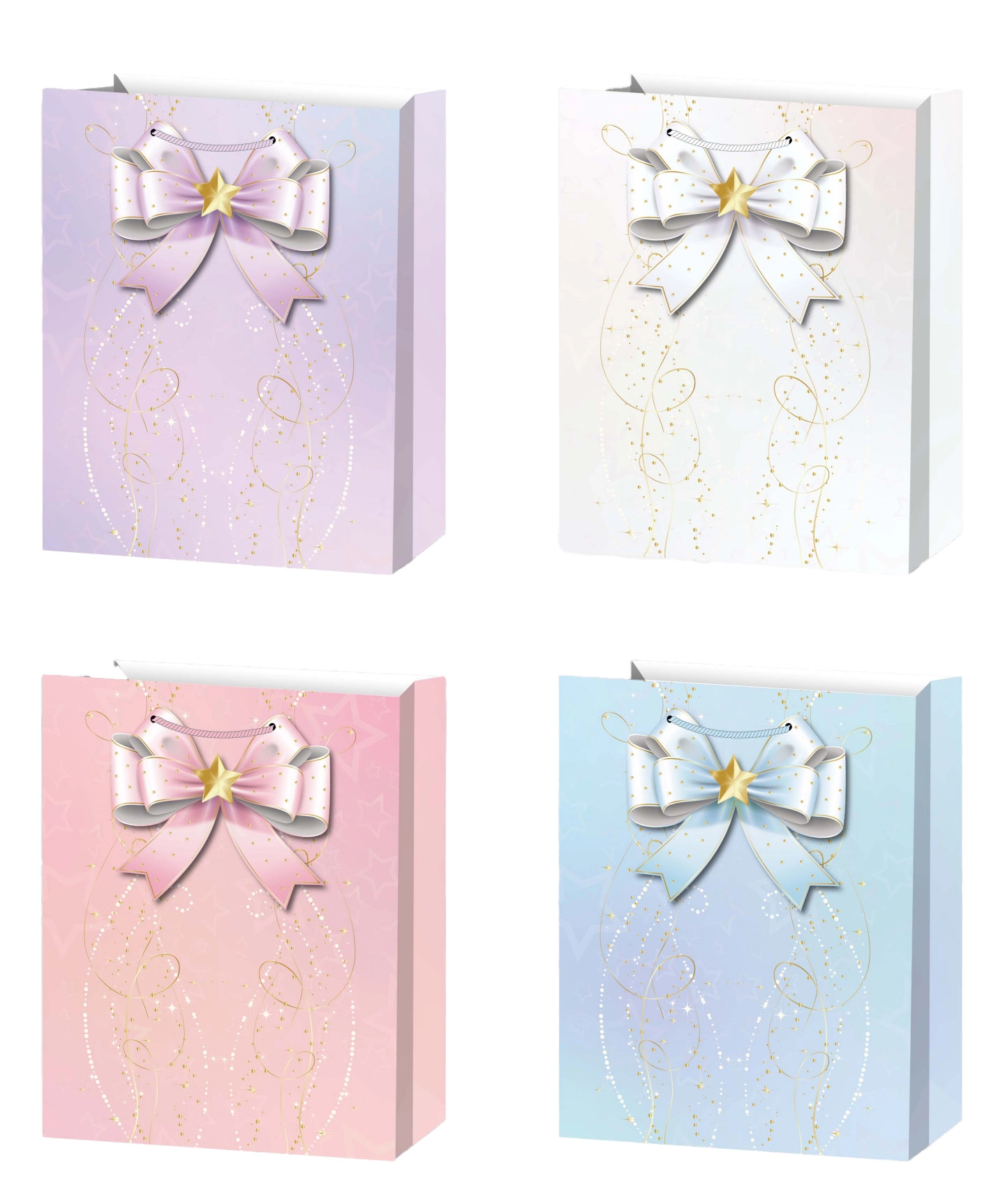 Dárková taška M pastelová s mašlí