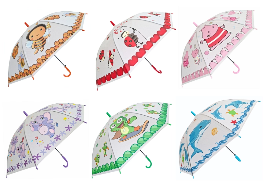Dětský deštník s barevnými motivy