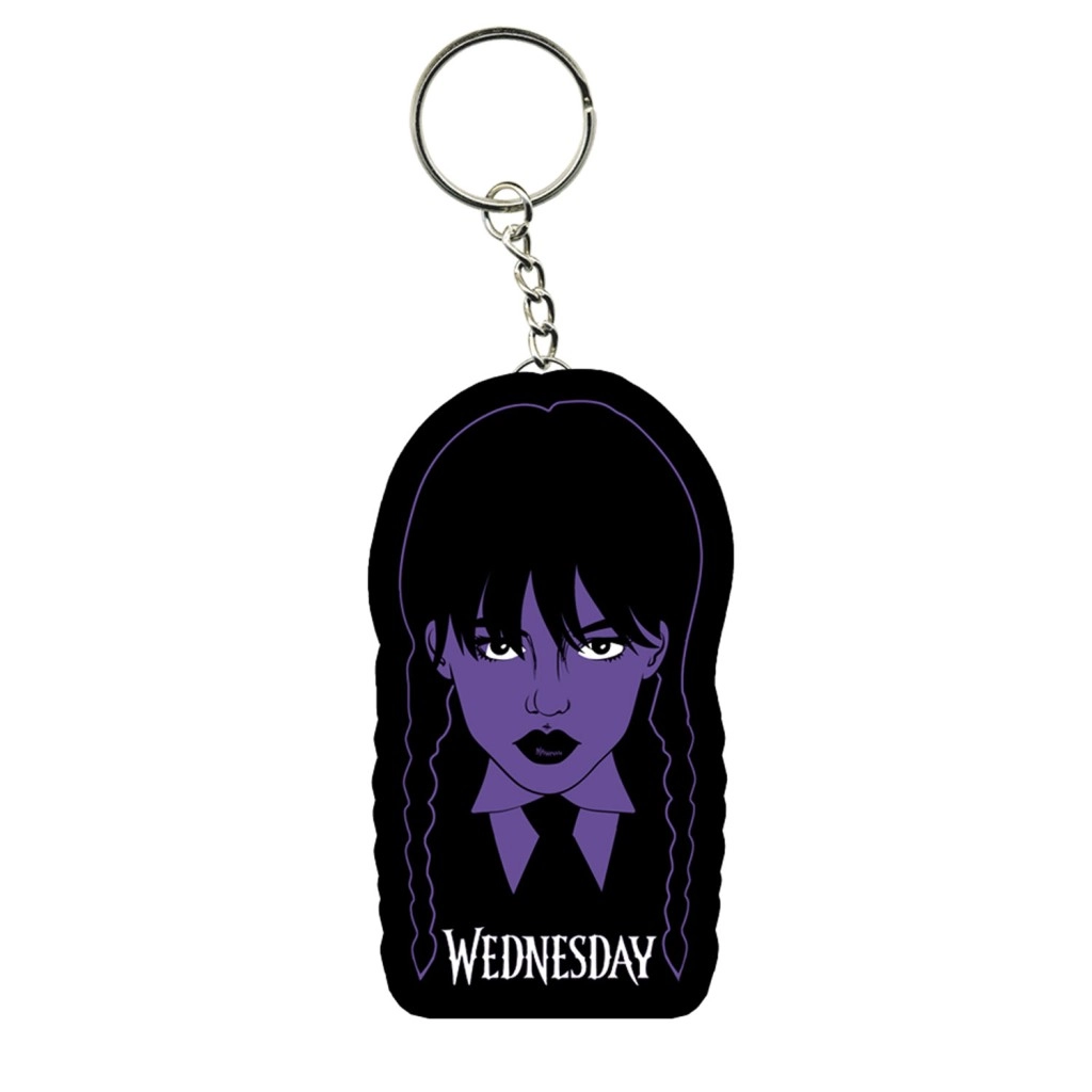 Levně Přívěsek na klíče Wednesday fialová hlava