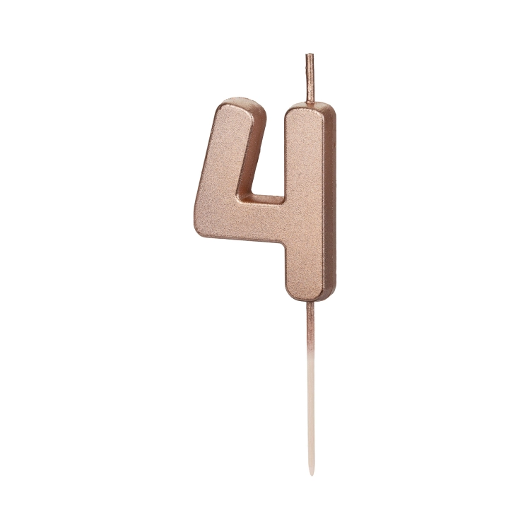 Svíčka dortová rose gold číslo 4 Albi