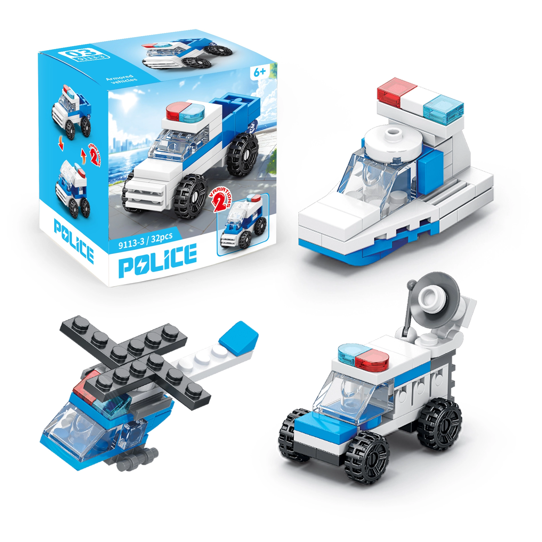 Stavebnice policie 10 v 1 - 1 kus