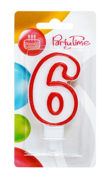 Narozeninová svíčka číslice 6 červená