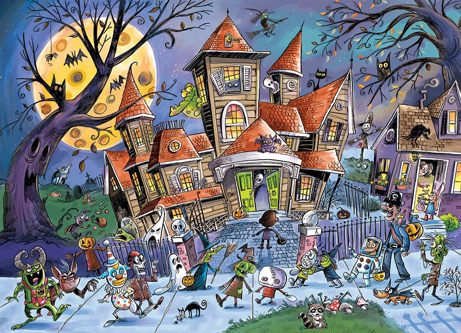 COBBLE HILL Rodinné puzzle Strašidelný dům 350 dílků