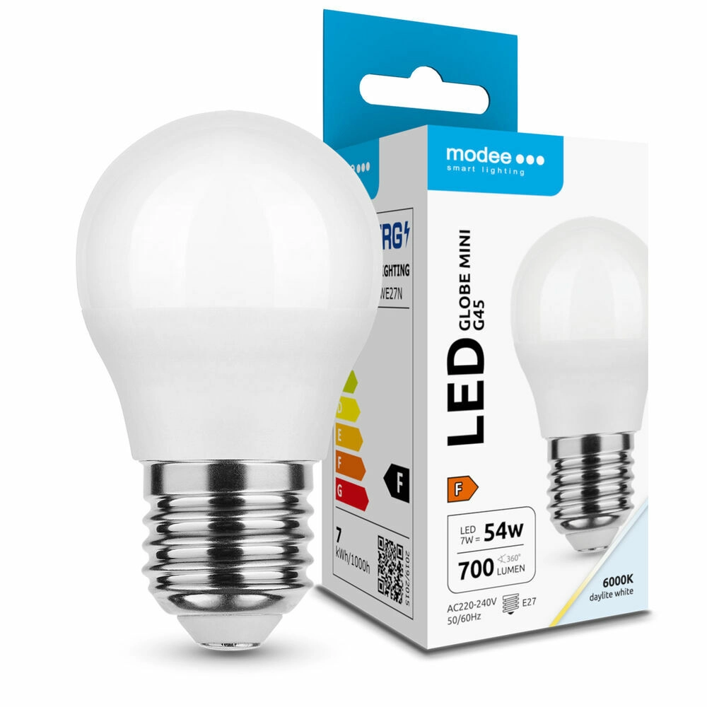 Modee Lighting LED Globe Mini žárovka G45 7W E27 studená bílá 700lm ML-G456000K7WE27N