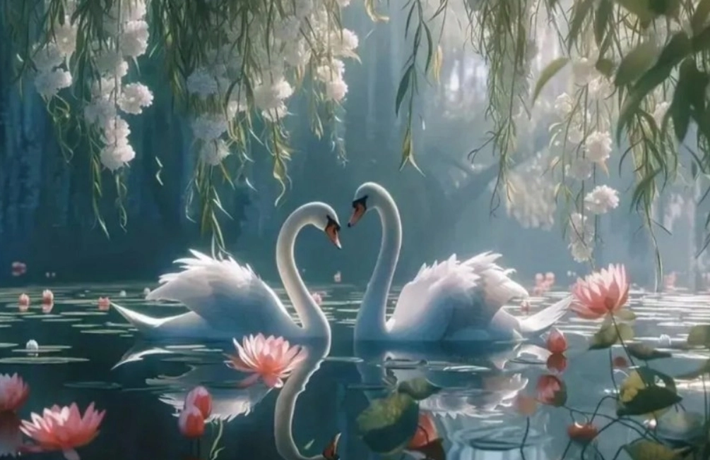 diamantové malování labutě 30 × 40 cm