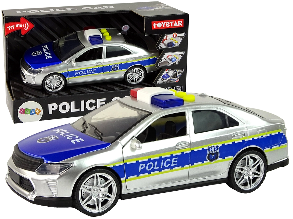 Levně LEAN Toys Policejní auto Třecí pohon zní světle stříbrně 1:14