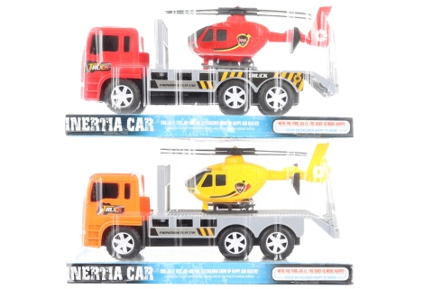 Kamion s vrtulníkem varianta 1 červený kamion