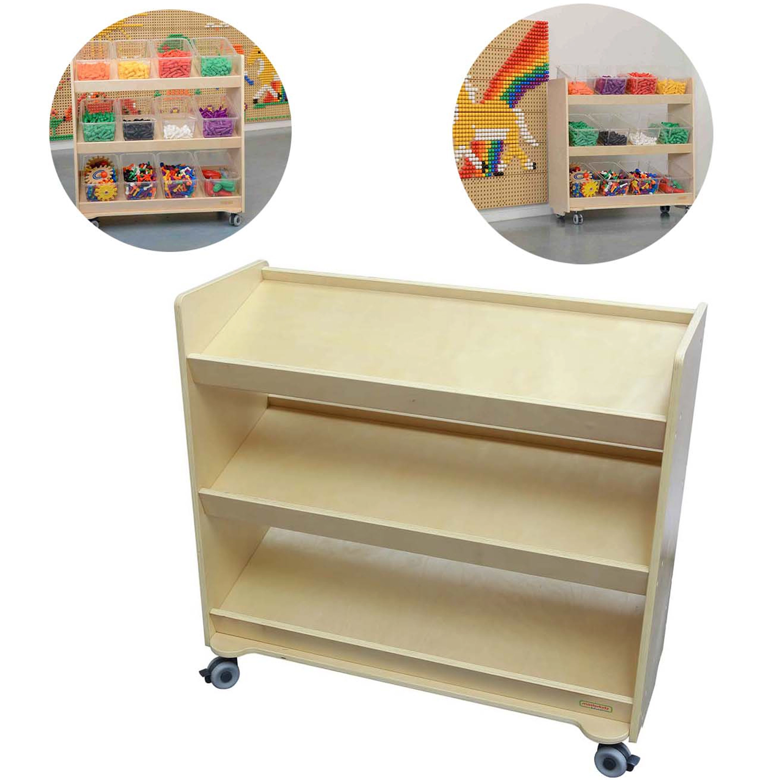 Masterkidz pojízdný regál se 3 policemi pro doplňky k tabuli STEM 800 × 800