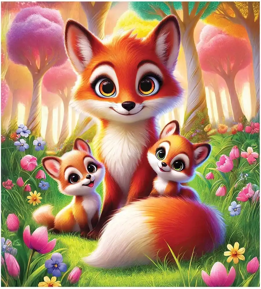 Dřevěné puzzle liščí rodinka 20 dílků WOODEN CITY