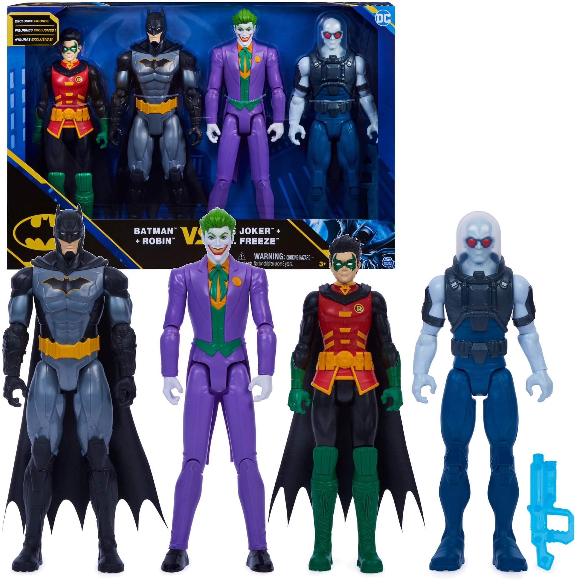 Batman DC sada 4 akčních figurek: Batman, Robin, Joker a Mr. Freeze 30 cm