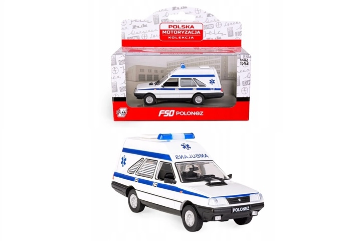 Miniatura Polonez Cargo – sanitka 1:43