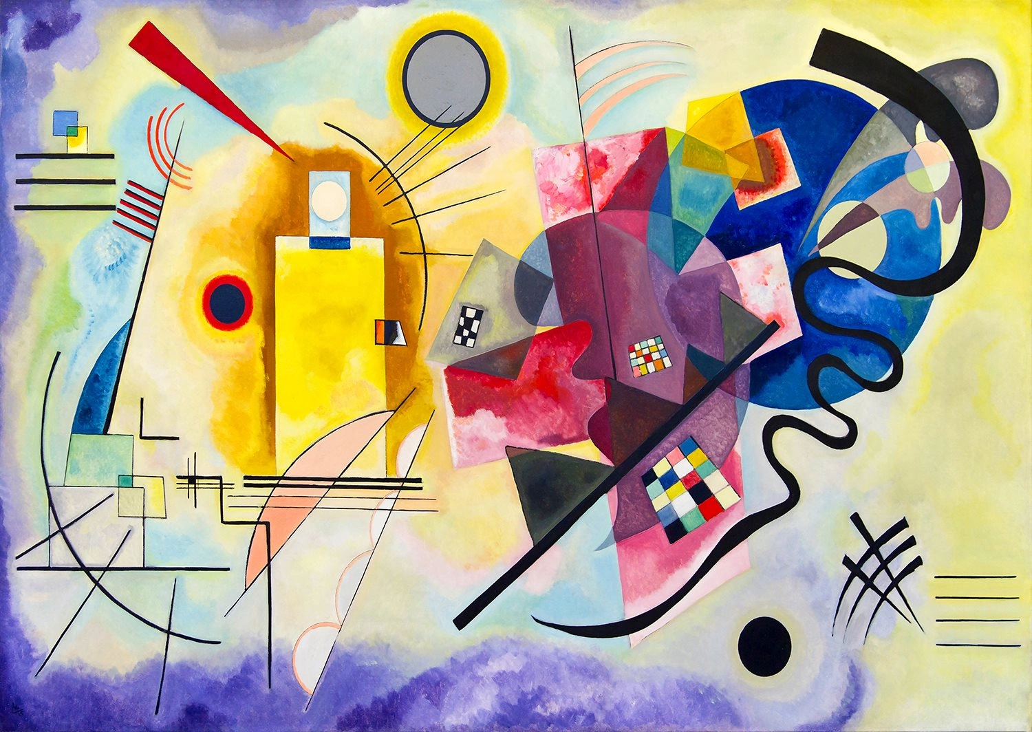 Užijte si puzzle Vassily Kandinsky: Žlutá červená modrá