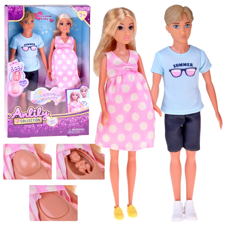 Rodinný set panenek – maminka v očekávání, tatínek a miminko