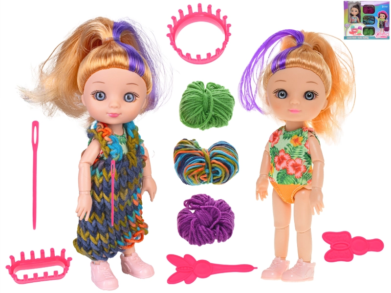 Panenka s pletacím setem 16 cm