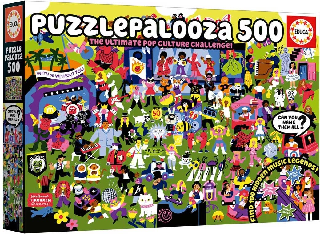 Educa puzzle Puzzlepalooza 500 dílků – hudební hledací výzva