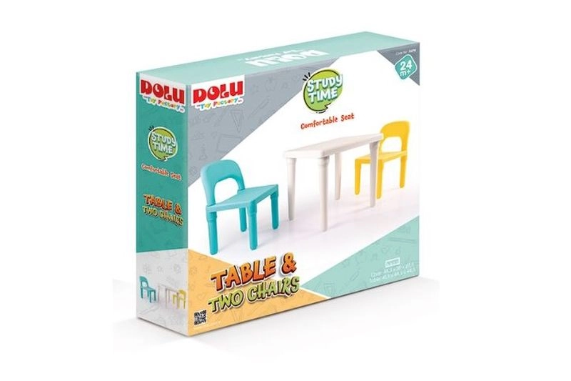 Dolu dětský set: bílý stolek a 2 židličky