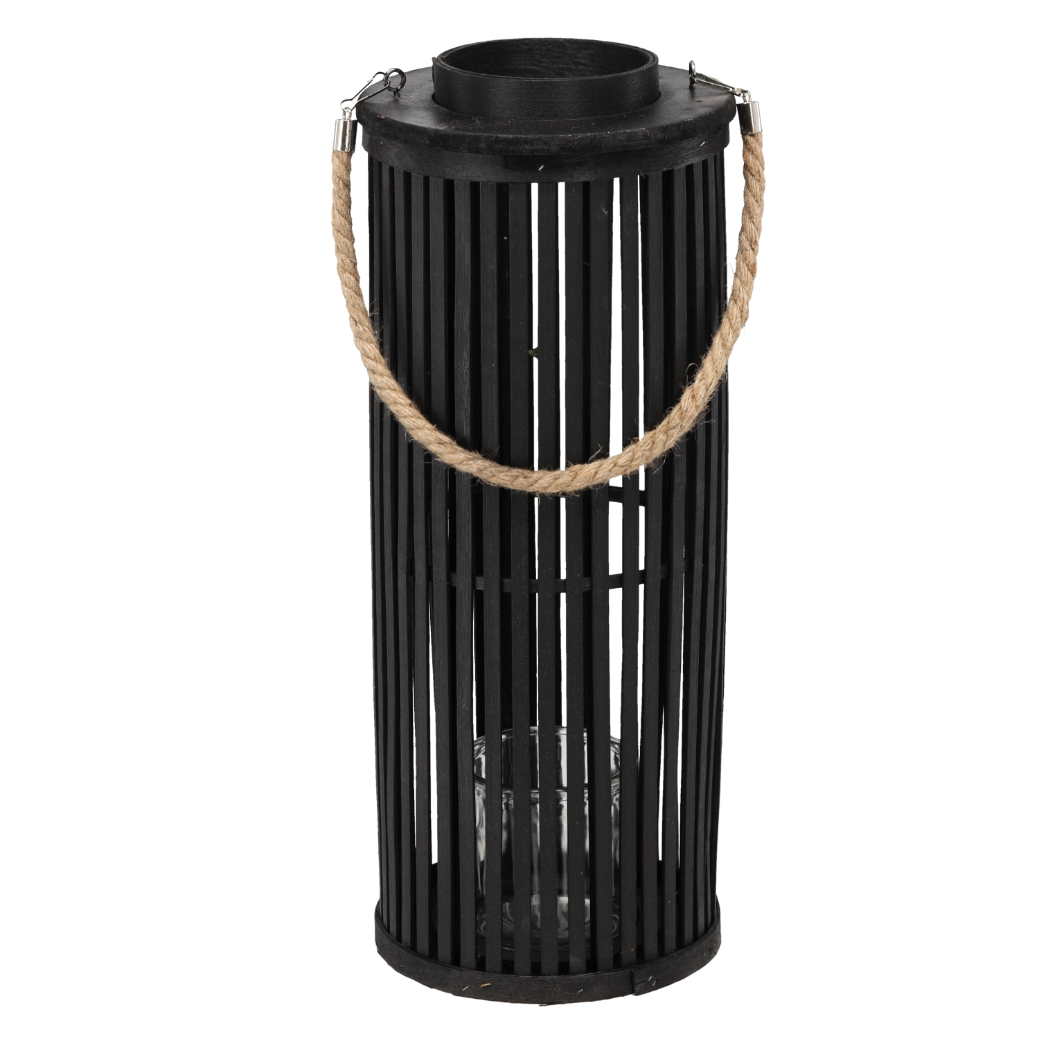 Dřevěný lucernový lampion 50 × 24 cm černý