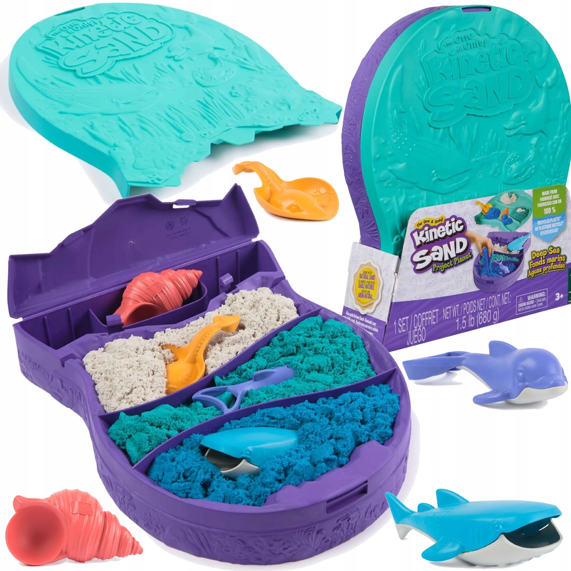 Kinetický písek Kinetic Sand Deep Sea 680 g + formičky