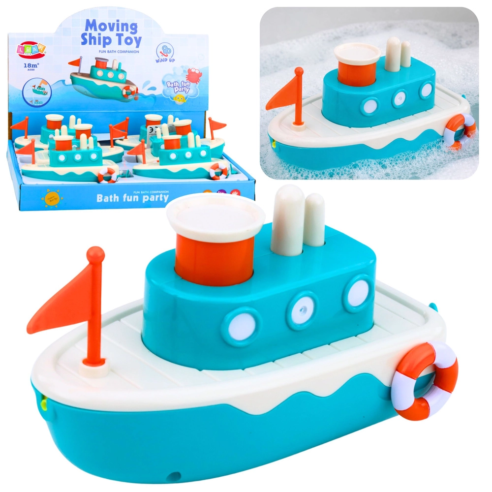 Natahovací koupací loďka s rozstřikem vody – modrá