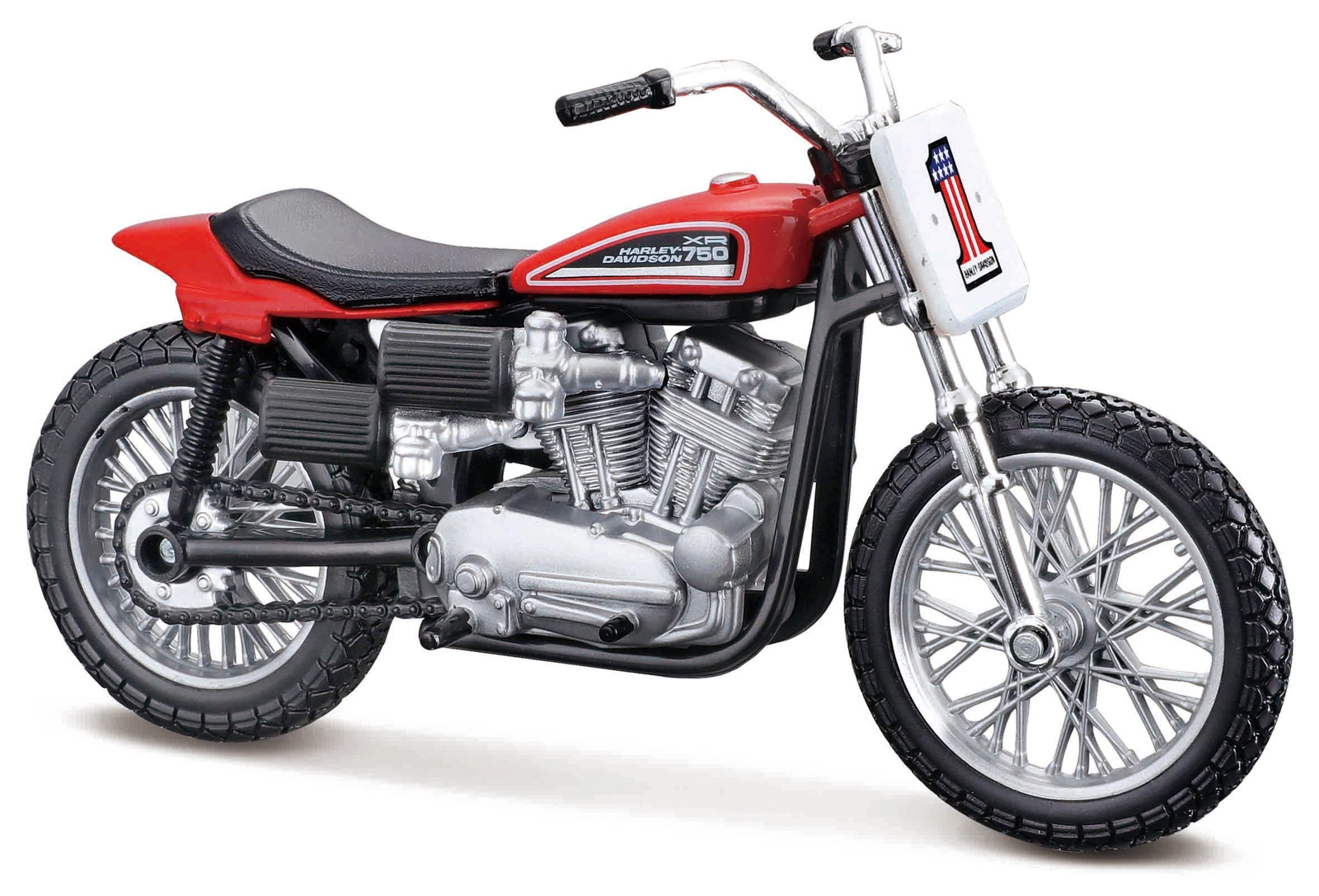 Maisto Harley Davidson Motocykl XR750 červená 1:18