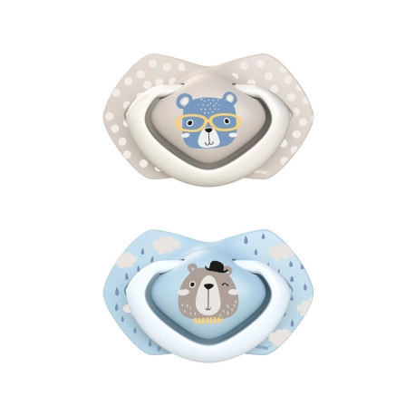 CANPOL BABIES B - Set symetrických silikonových dudlíků 6-18m BONJOUR PARIS modrý 