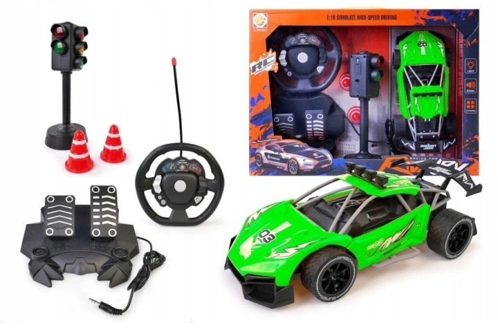RC auto s volantem a pedály