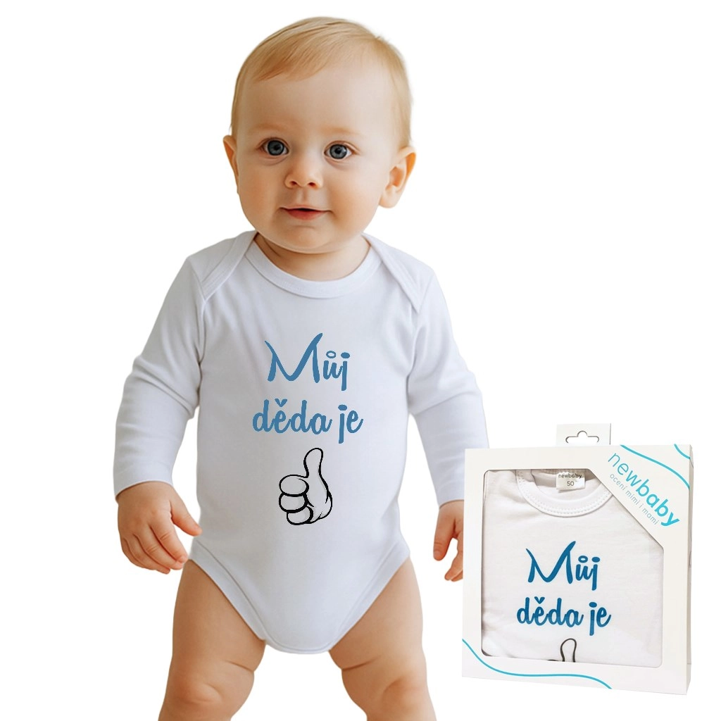 Kojenecké body s potiskem – můj děda je jednička (dárkové balení)