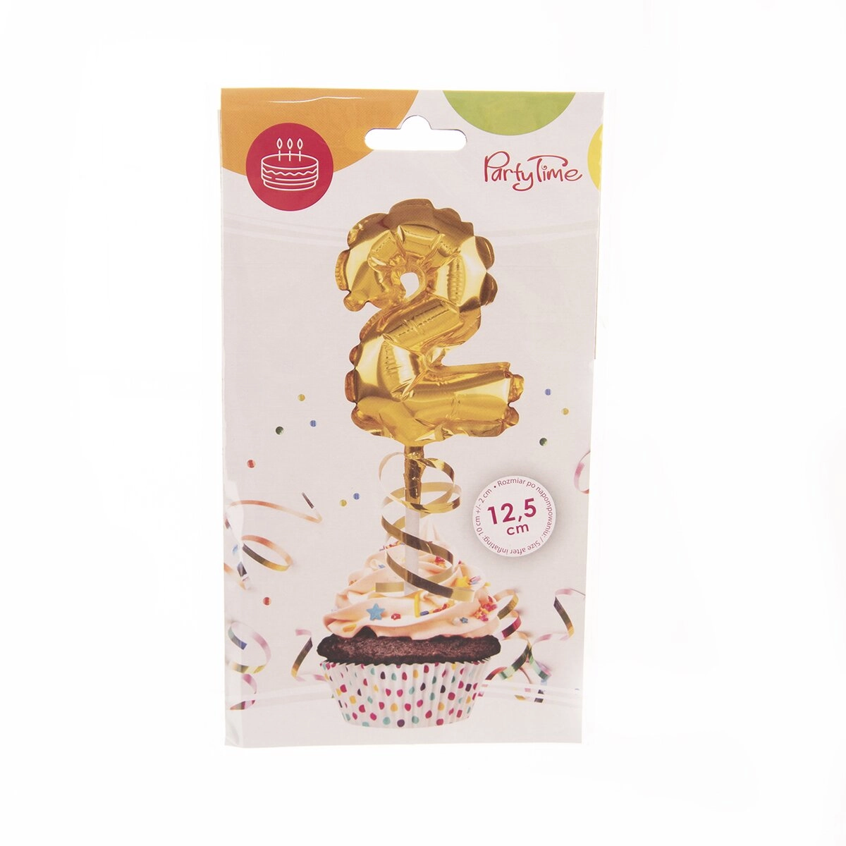 Fóliový balónek číslo 2 zlatý cake topper 12,5 cm