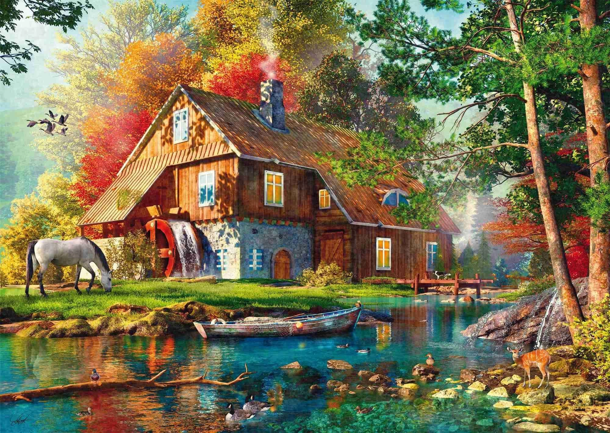 Puzzle Vodní mlýn na podzim 1000 dílků SCHMIDT