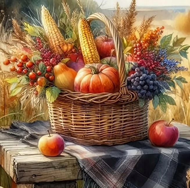 Diamantové malování Podzimní košík 30 × 40 cm
