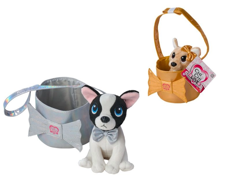 Chi Chi Love Shimmer & Shine plyšový pejsek s kabelkou 15 cm