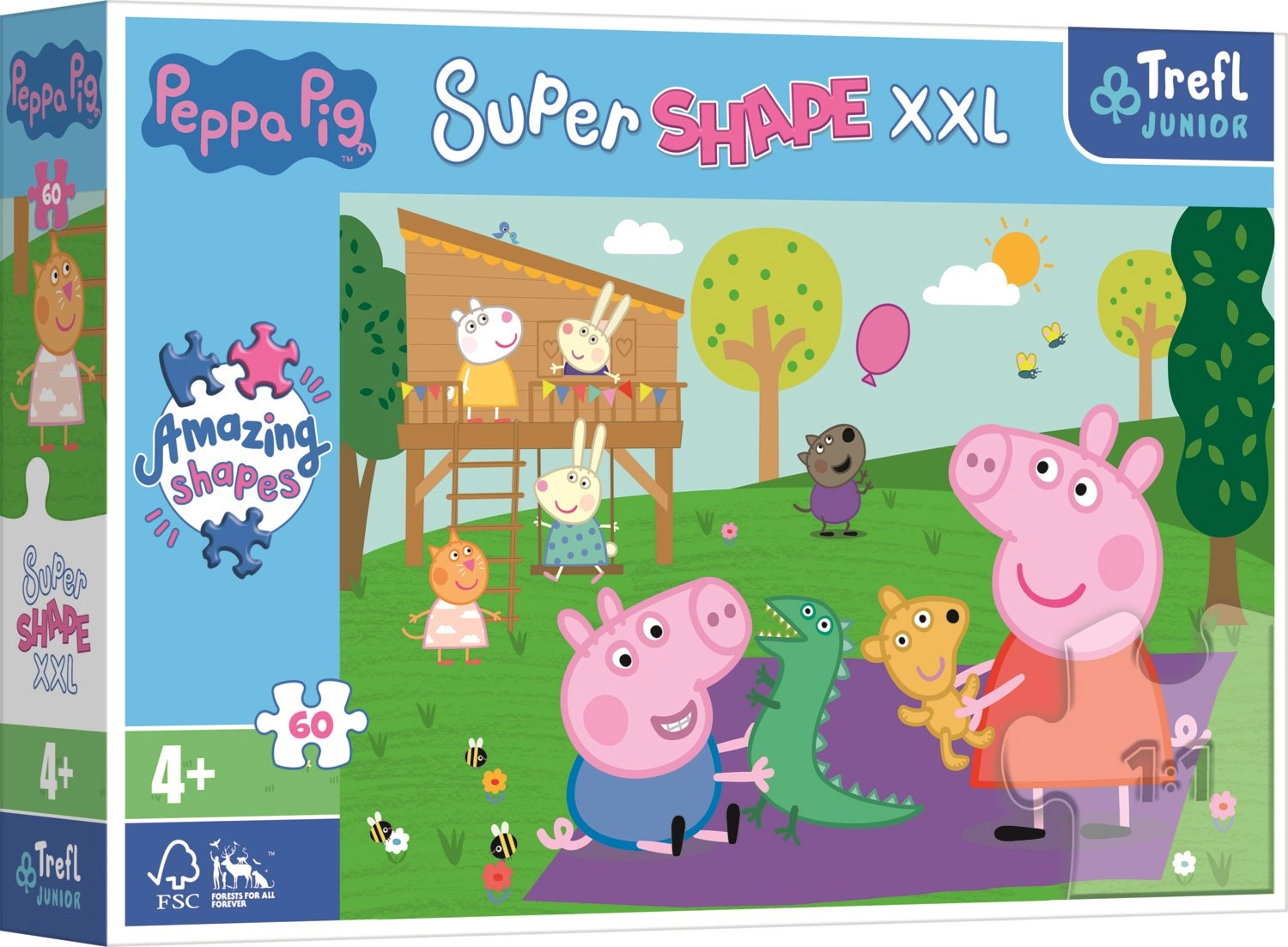 Levně TREFL Super Shape XXL Prasátko Pepina: Hraní s bráškou 60 dílků