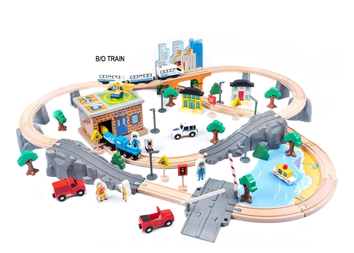 Dřevěná vláčkodráha na baterie, 95 dílů