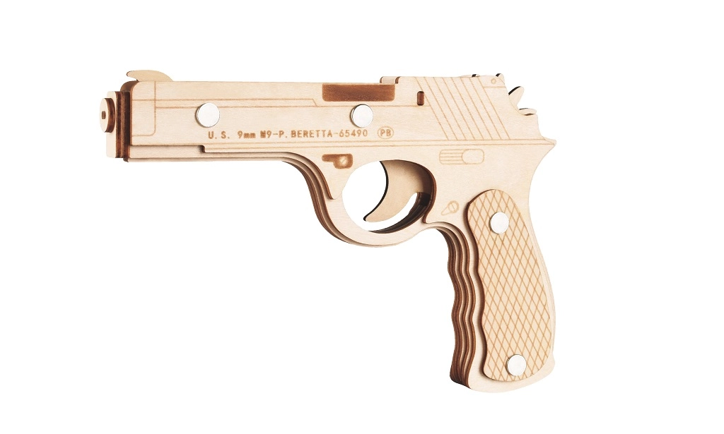 Levně Dřevěné 3D puzzle pistole Beretta M9