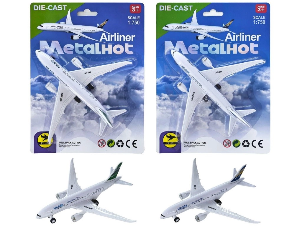 Kovové a plastové letadlo pro děti 15 × 16,4 × 4,6 cm