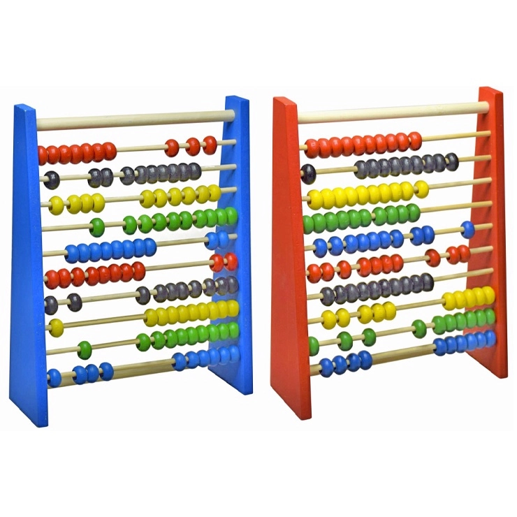 dřevěné počítadlo s barevnými kuličkami