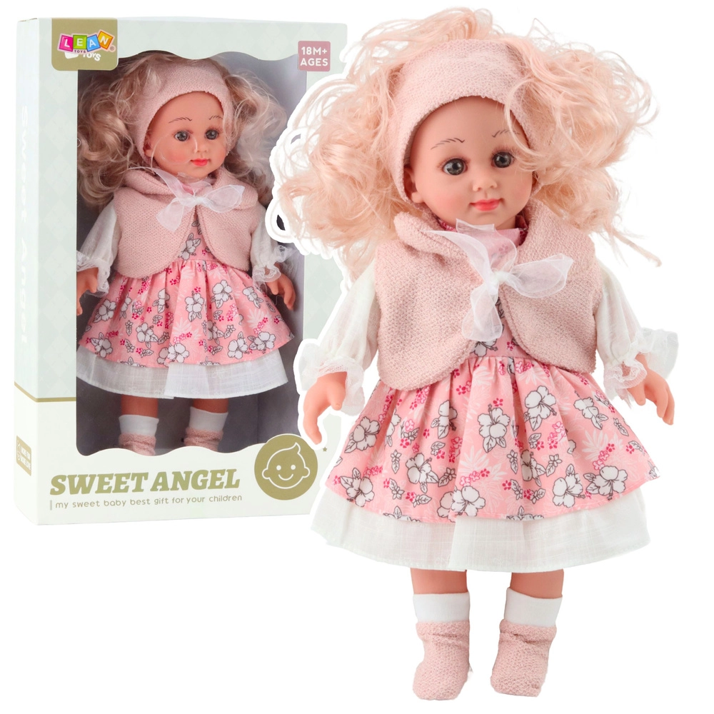 Panenka Sweet Angel v růžových květinových šatech 36 cm