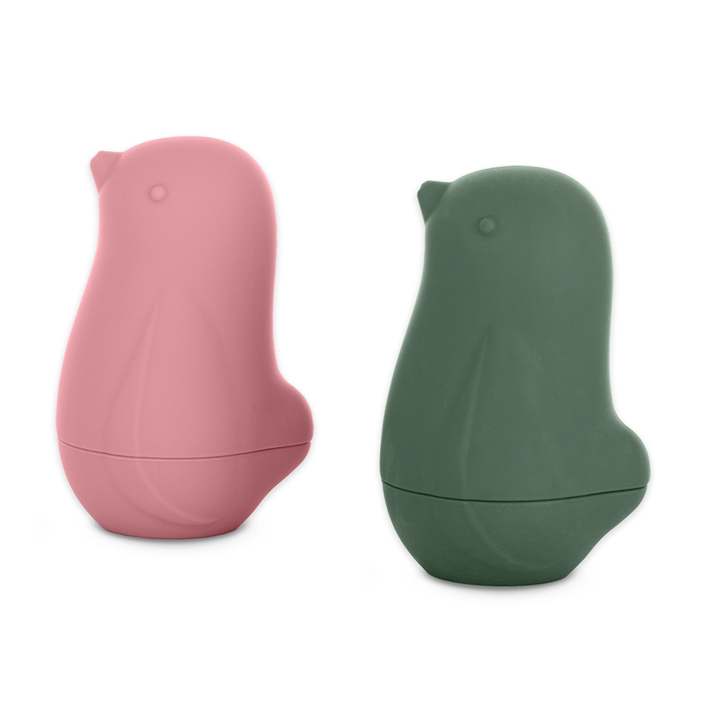Levně PETITE&MARS Hračky silikonové do koupele Love birds Ochre Green 6m+