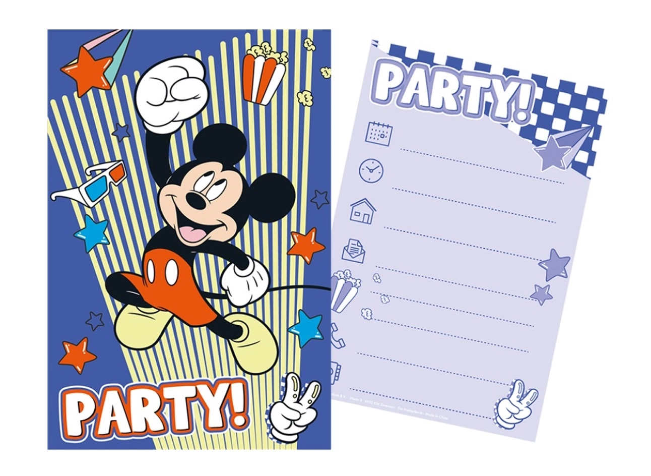 Sada párty pozvánek s obálkami MICKEY MOUSE (5+5)