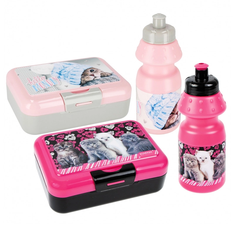 Svačinový box a láhev s kočičkou dětský set