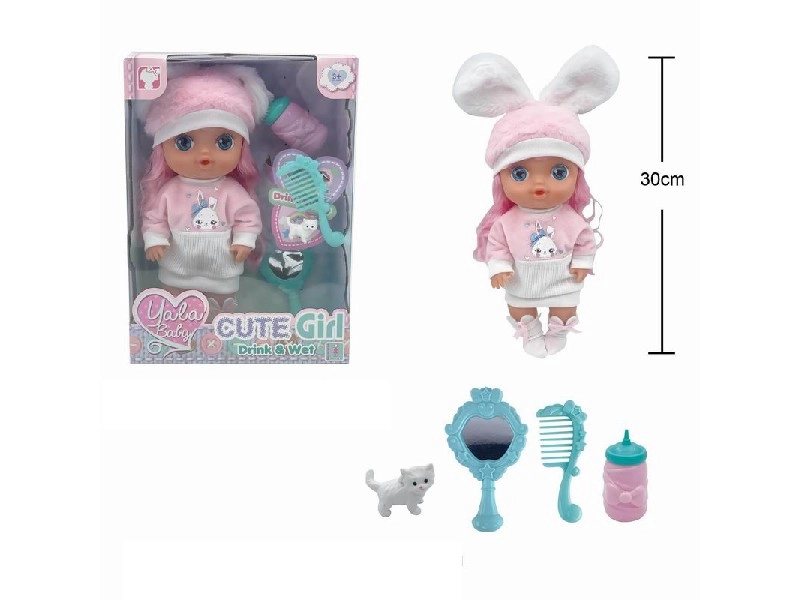 panenka 30 cm pije a čůrá s doplňky