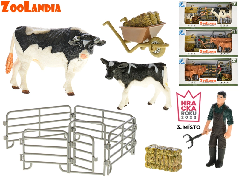 Zoolandia sada kráva s telátkem a doplňky pro farmu